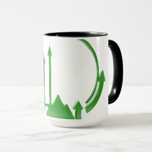 Moving green arrows. mug