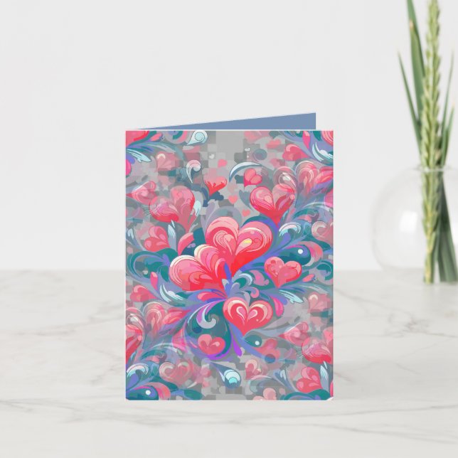 Moving heart pattern, red and blue. invitation (Front)