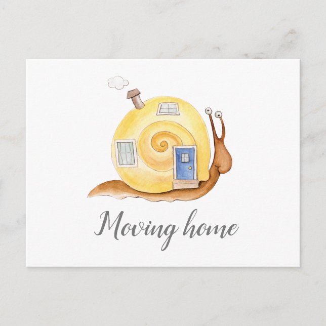 Moving home advance notice snail house move announcement postcard (Front)
