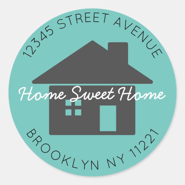 Moving Home Sweet Home Teal Return Address Label (Front)