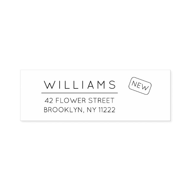 Moving. New Address. Minimal Typography 01a. Self-inking Stamp (Design)