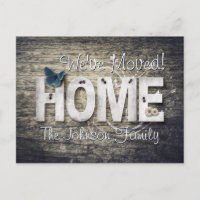 Moving Notification New Address Rustic Wood HOME