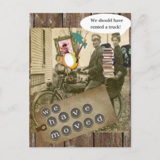 Moving on A Bicycle Announcement Postcard