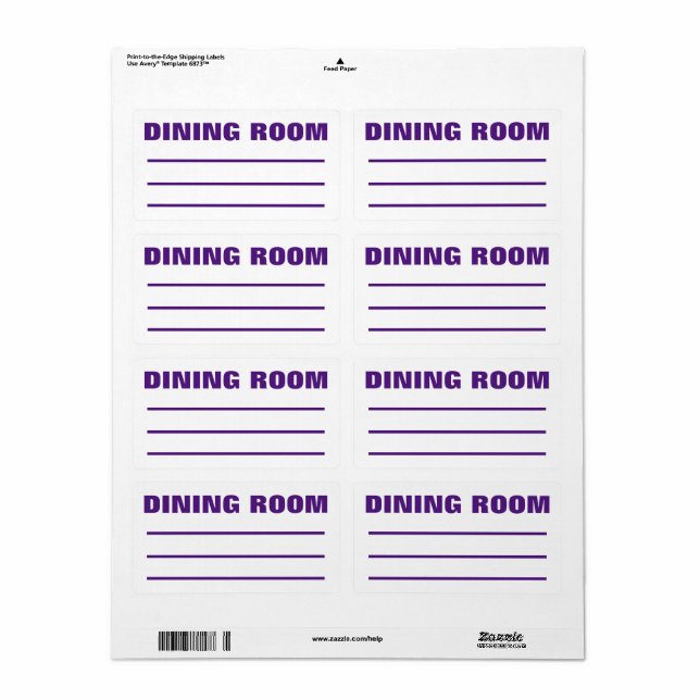 Moving Packing Organising Labels -  Dining Room (Full Sheet)