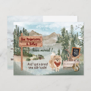 Moving Pomeranian Dog Woodland New Address        Announcement Postcard