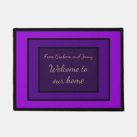 Moving Present Purple Personalized Welcome Doormat