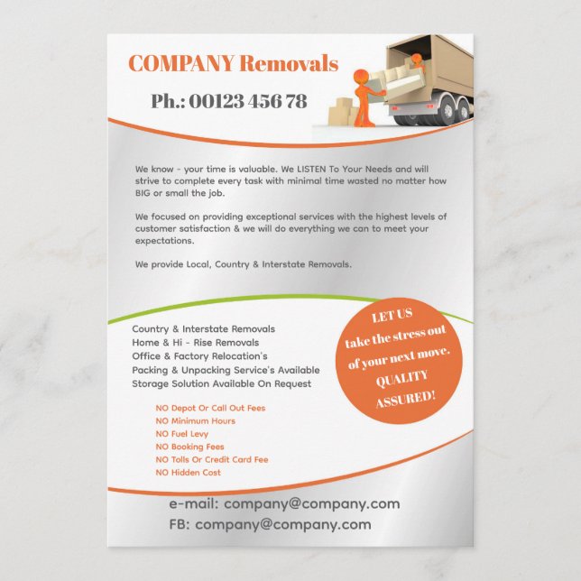 Moving/ Removals Service Flyer Template (Front)