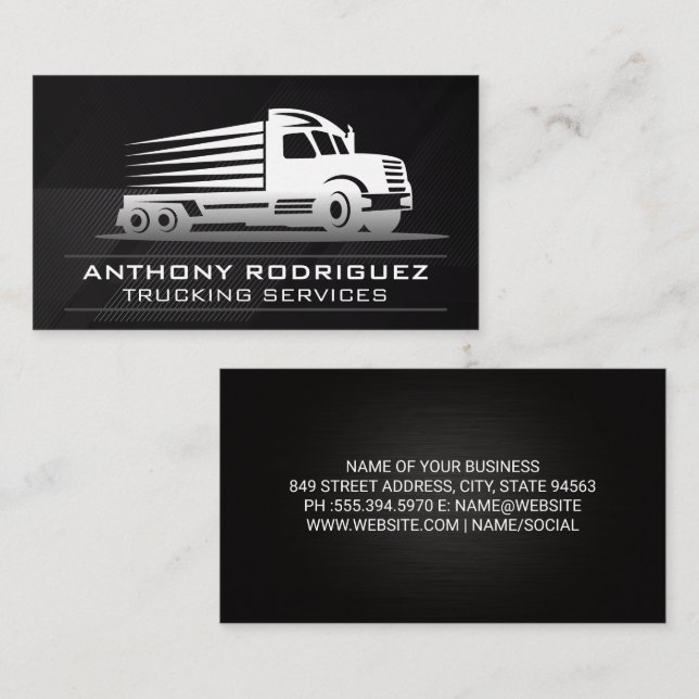 Moving Semi Truck Logo | Transport Goods Business Card (Front/Back)