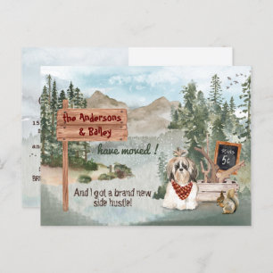 Moving Shih Tsu Dog Pine Woods New Address       Announcement Postcard