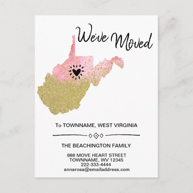 *~* Moving STATE WEST VIRGINIA * New Home Address  Announcement Postcard (Front)