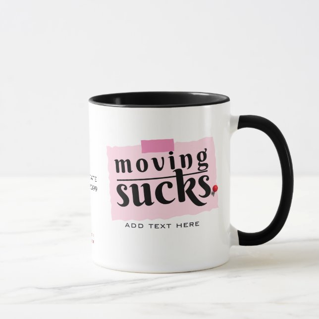 Moving Sucks! Modern Funny Farewell Good Bye Gift Mug (Right)