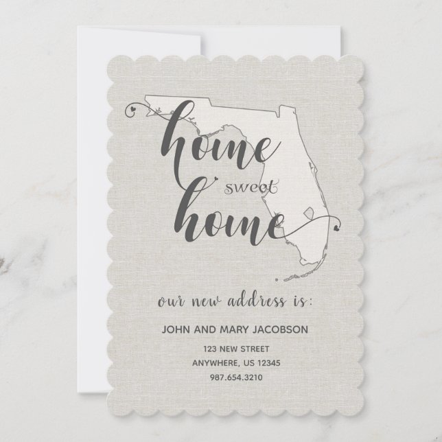 Moving to Florida New Address Home Sweet Home Invitation (Front)