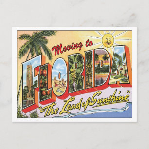 Moving to Florida Vintage Change of Address Announcement Postcard