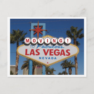 Moving to Las Vegas with classic sign Announcement Postcard