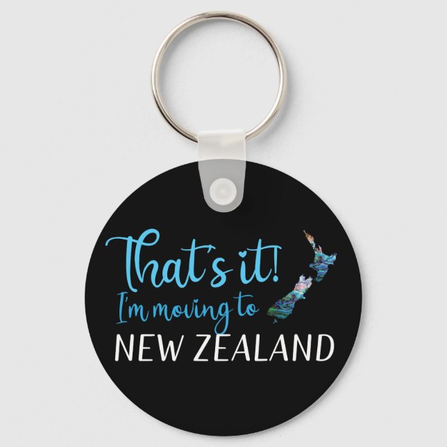 MOVING TO NEW ZEALAND KIWI PAUA KEY RING (Front)