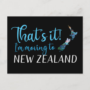 MOVING TO NEW ZEALAND KIWI PAUA POSTCARD