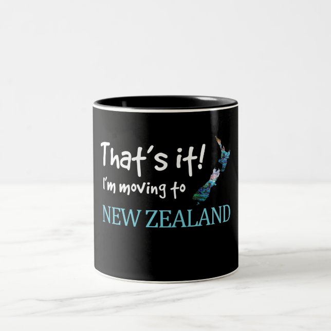 MOVING TO NEW ZEALAND KIWI PAUA Two-Tone COFFEE MUG (Center)