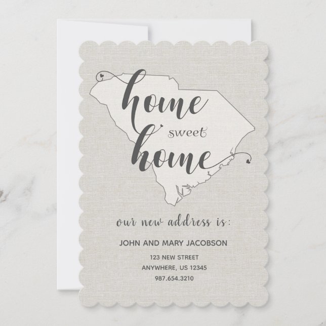 Moving to S Carolina New Address Home Sweet Home Invitation (Front)