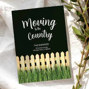 Moving to the country with picket fence and grass invitation