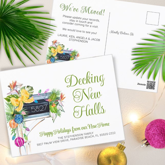 Moving Tropical Botanical Floral Holiday Greeting Postcard (Creator Uploaded)