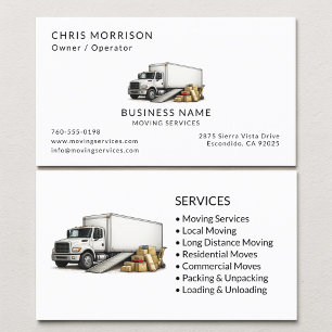 Moving Truck Services Professional Business Card