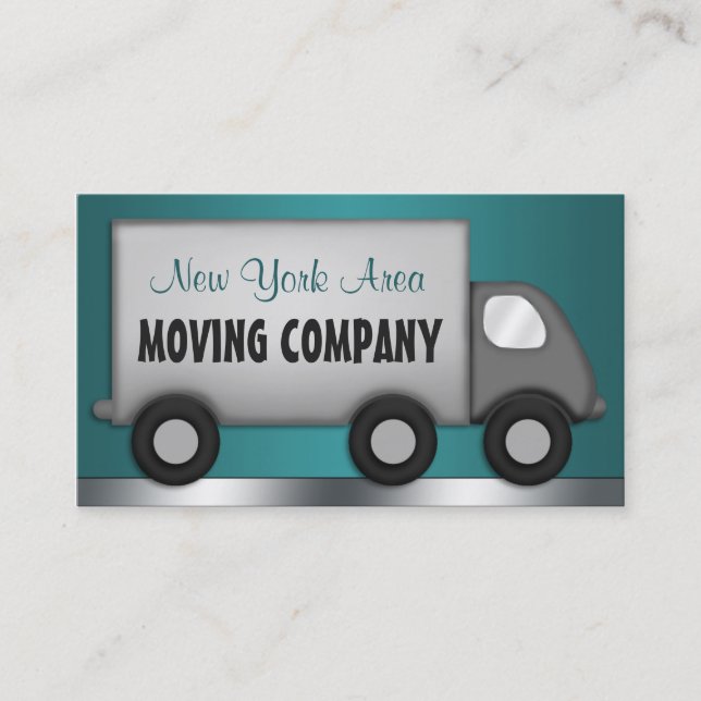 Moving Truck Teal Movers Business Cards (Front)