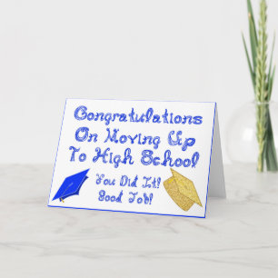 Moving Up To High School Graduation Card Blue Cap