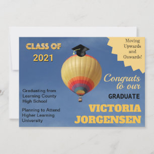 Moving Upwards Onwards Hot Air Balloon Graduation Announcement