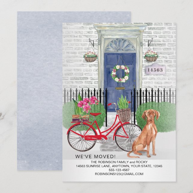 Moving Vizsla Dog Bicycle Door Address  Announcement (Front/Back)