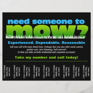 Mow Grass Lawn Care Earn Money Flyer