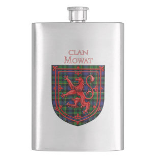 Mowat Tartan Scottish Plaid Lion Rampant Hip Flask