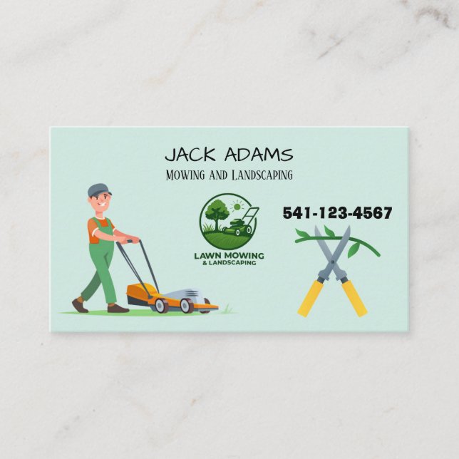 Mowing and Landscaping Business Card (Front)