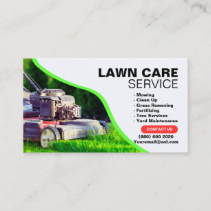 Mowing Clean Up  Grass Removing Lawn care services Business Card