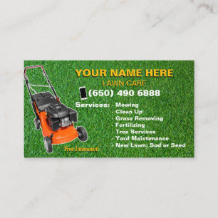 Mowing Grass Lawn Care Landscaping Tree Service Business Card