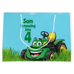 Mowing Into Lawn Mower Birthday Party Large Gift Bag
