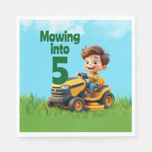 Mowing into Lawn Mower Birthday Party Napkin