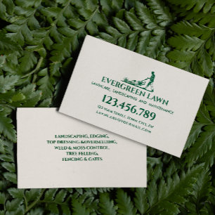 Mowing Lawn Care  Grass Landscaping Services Green Business Card