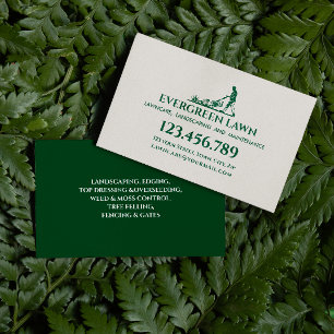 Mowing Lawn Care Grass Landscaping Services Green Business Card