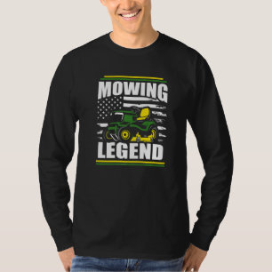 Mowing Legend Lawn Mower American Flag Fathers Da T-Shirt