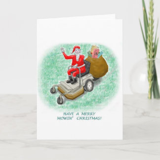 "Mowing Santa" Vertical Greeting Card