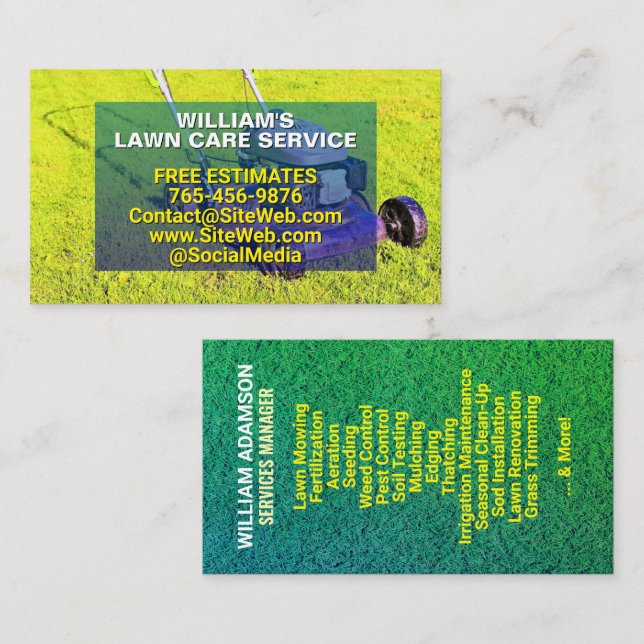 (Mowing Service) Lawn Care & Landscaping | Mower Business Card (Front/Back)