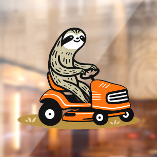 Mowing Sloth Window Cling