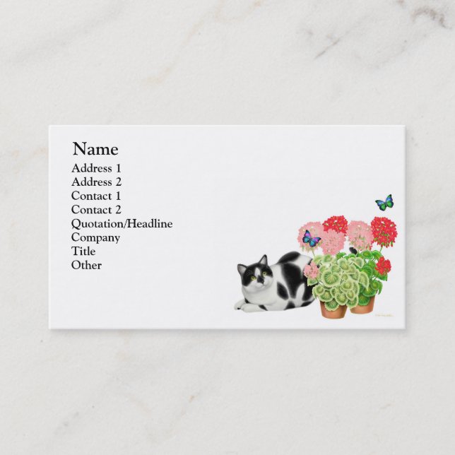 Moxie Cat and Butterflies Business Card (Front)