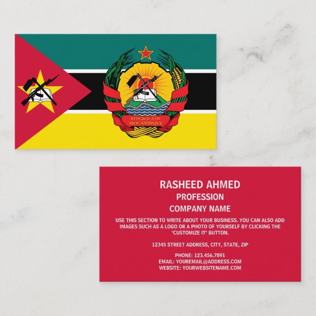 Mozambican Flag & Emblem, Flag of Mozambique Business Card (Front/Back)