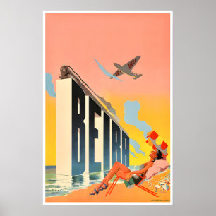 Mozambique Art Beira Travel Poster Print Vintage