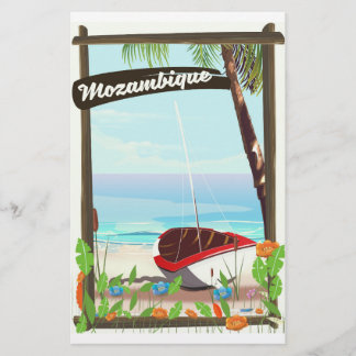 Mozambique Fishing boat cartoon vacation poster Stationery
