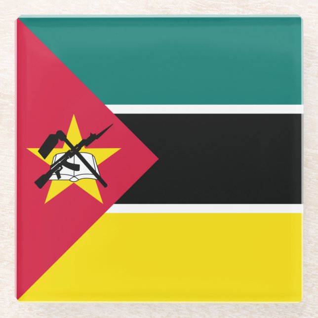 Mozambique Flag Glass Coaster (Front)