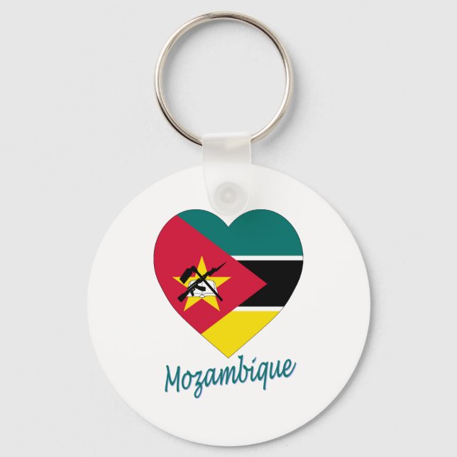 Mozambique Flag Heart Key Ring (Front)