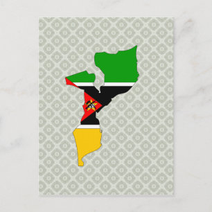 Mozambique Flag Map full size Postcard