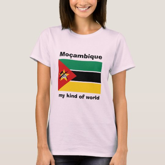 Mozambique Flag + Map + Text T-Shirt